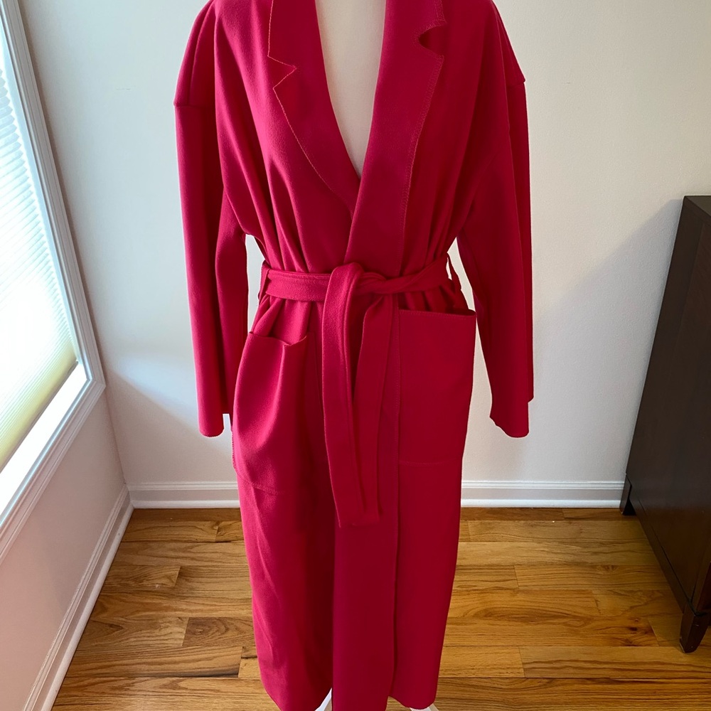 Boohoo Hot Pink Long Trench Coat - Picture 8 of 9